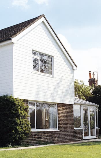 white external pvc cladding installed on a home