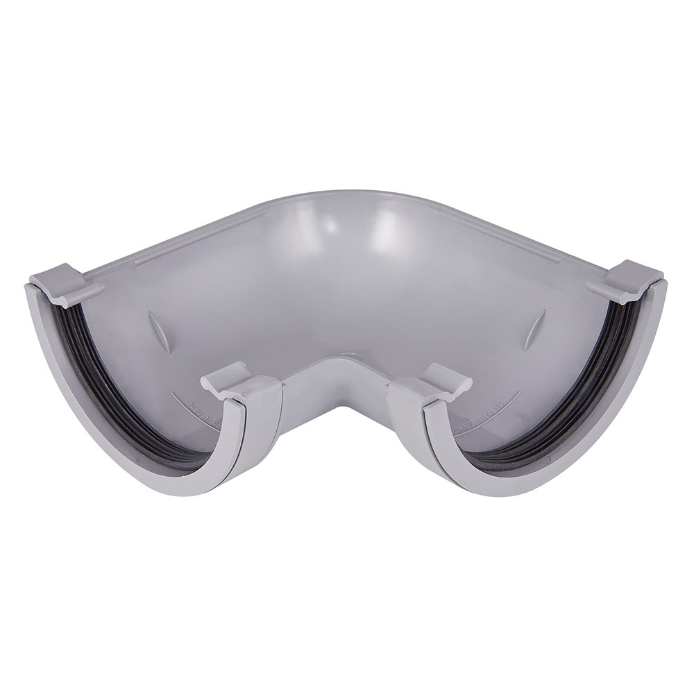 Grey 112mm Half Round 90 Degree Angle
