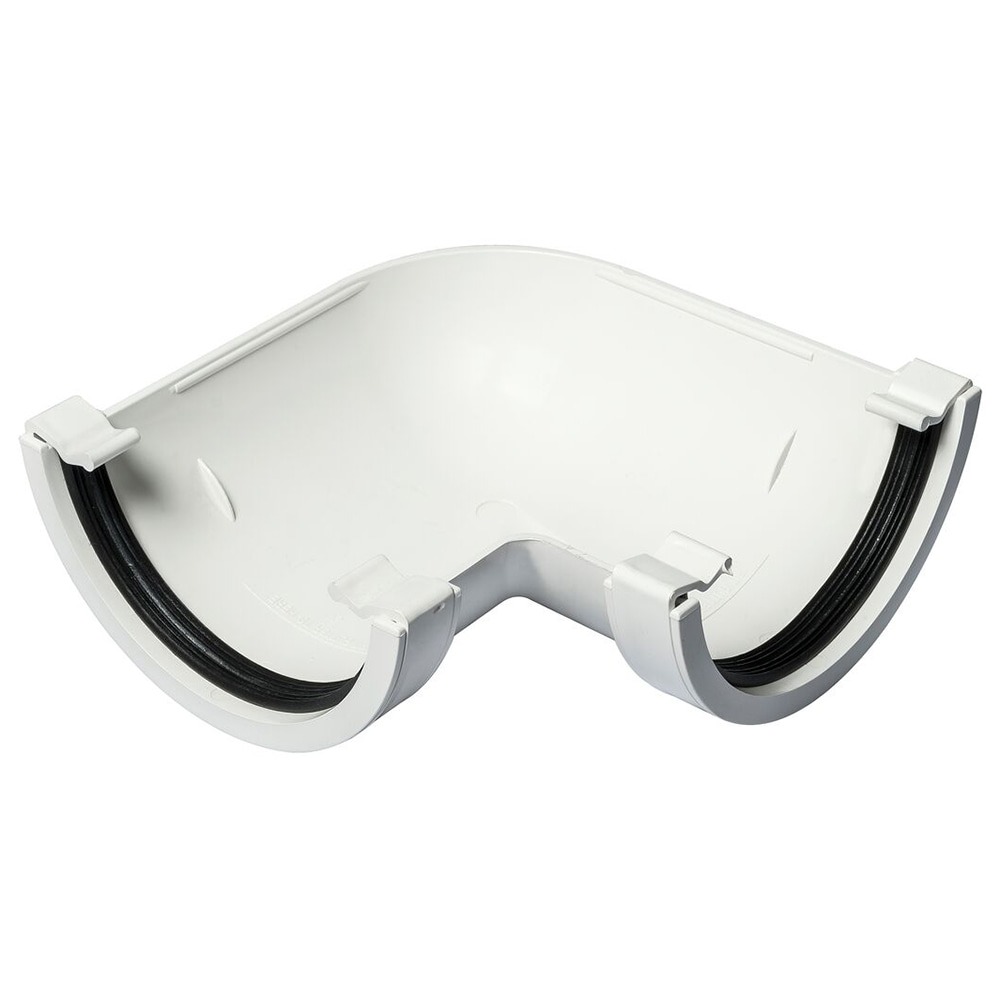 White 112mm Half Round 90 Degree Angle