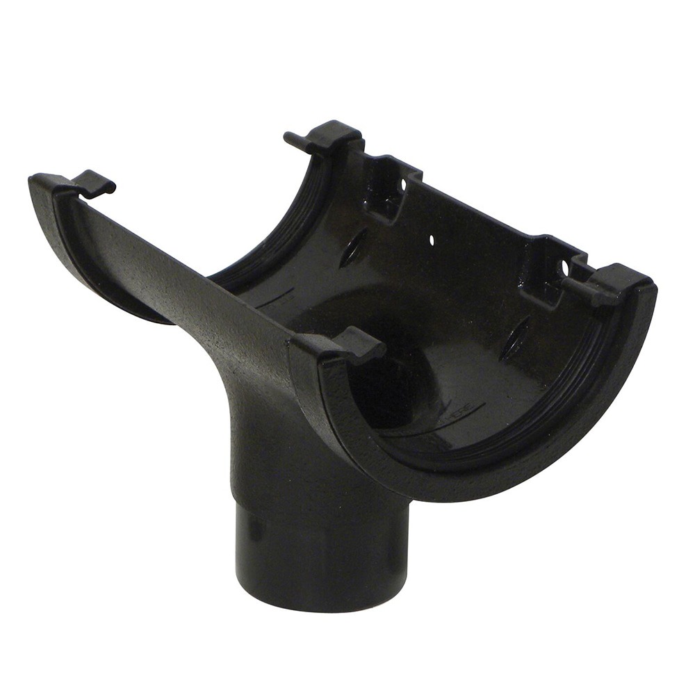 Cast Iron Effect 112mm Half Round Gutter to 68mm Round Downpipe Running Outlet Cast Iron Effect 112mm Half Round Gutter to 68mm Round Downpipe Running Outlet
