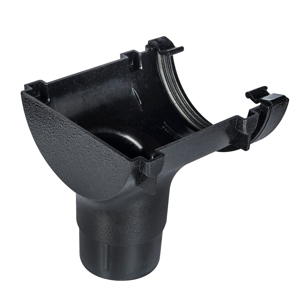 Cast Iron Effect 112mm Half Round Gutter to 68mm Round Downpipe Stopend Outlet Cast Iron Effect 112mm Half Round Gutter to 68mm Round Downpipe Stopend Outlet