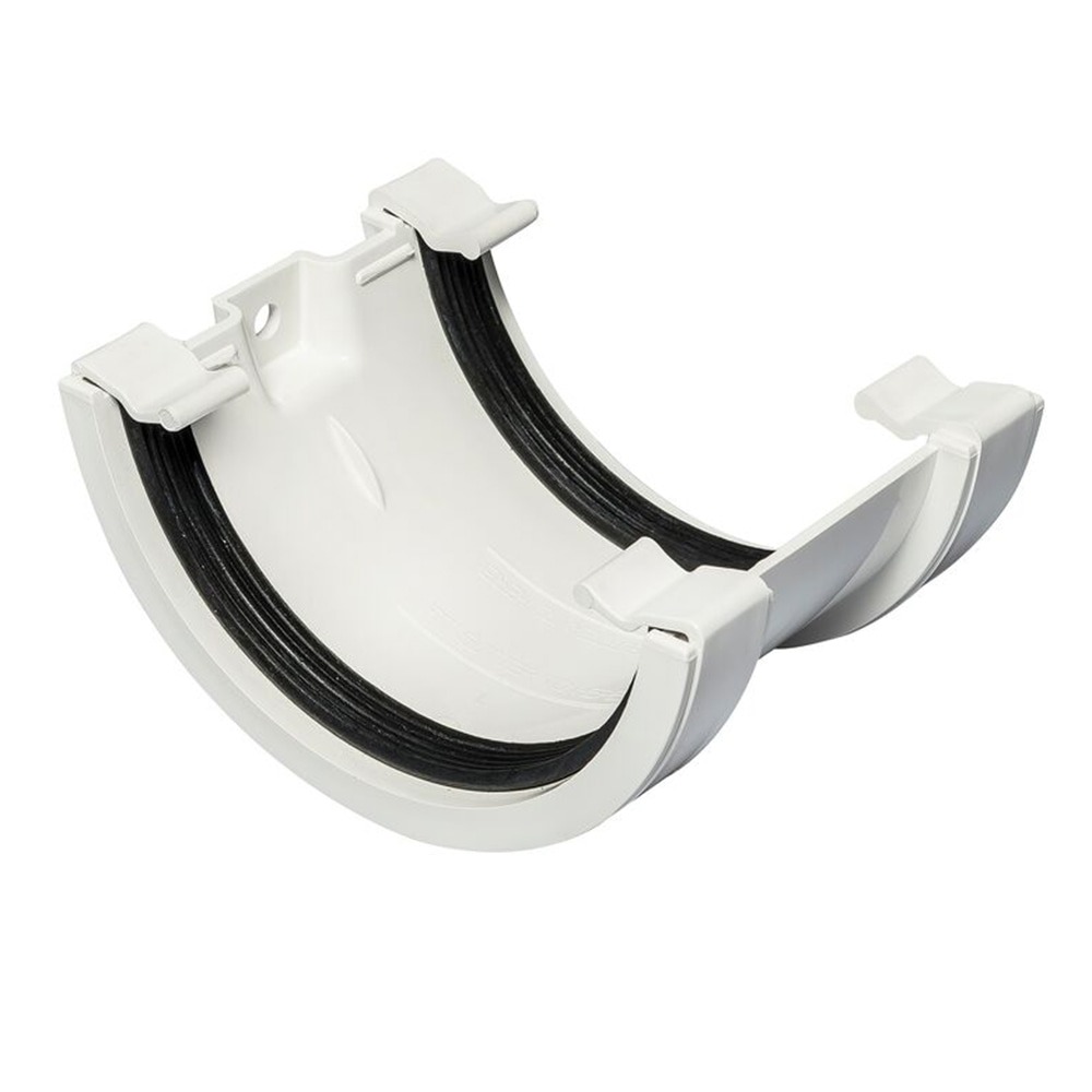 White 112mm Half Round Union Bracket White 112mm Half Round Union Bracket