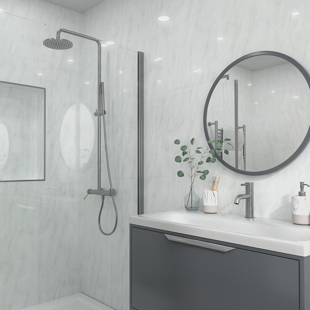 lightning shower panel installed in a bathroom with a shower lightning shower panel installed in a bathroom with a shower