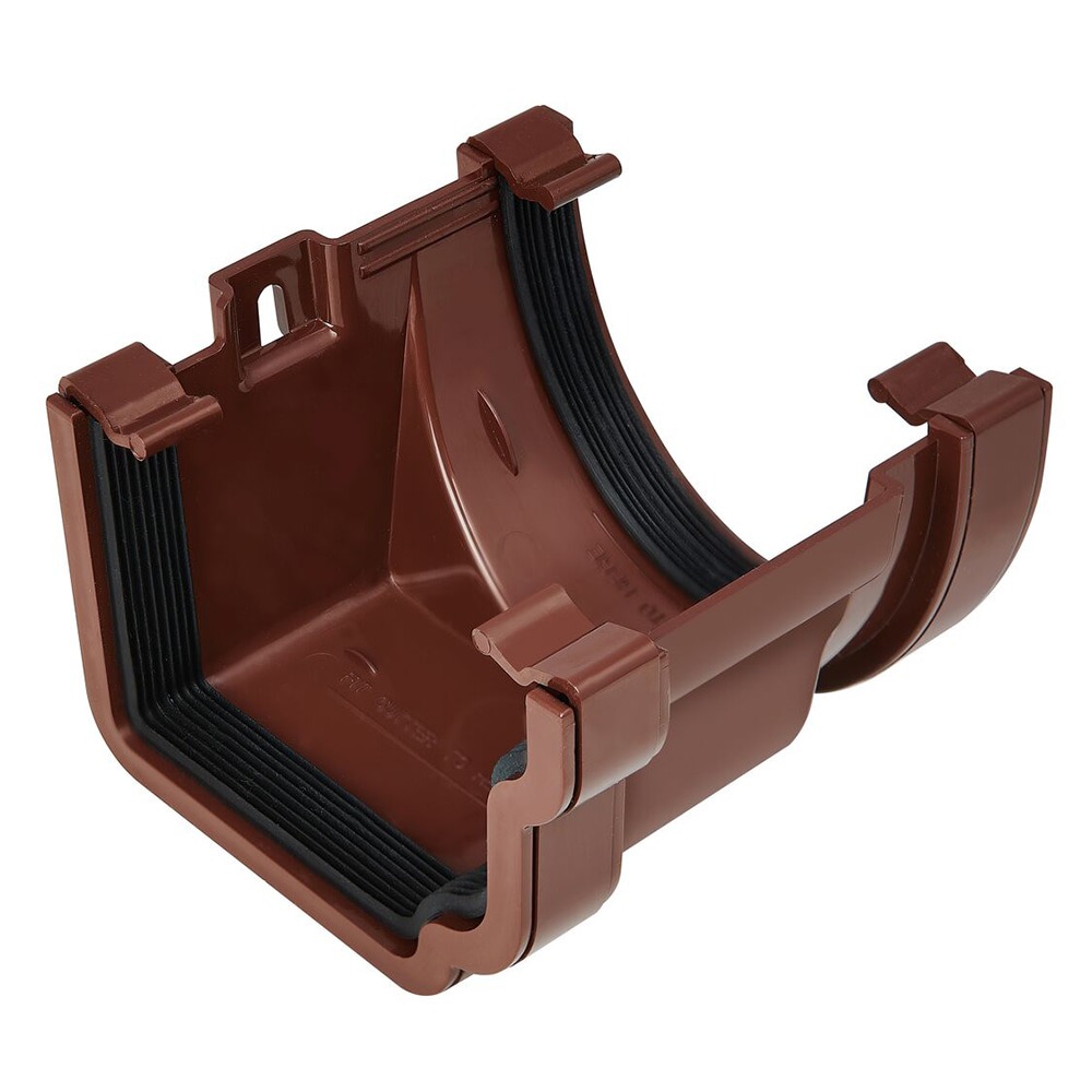 Brown 120mm Ogee to 114mm Deep Right Hand Gutter Adapter 