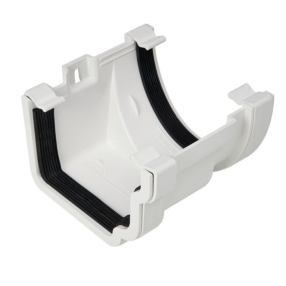 White 120mm Ogee to 114mm Deep Right Hand Gutter Adapter 