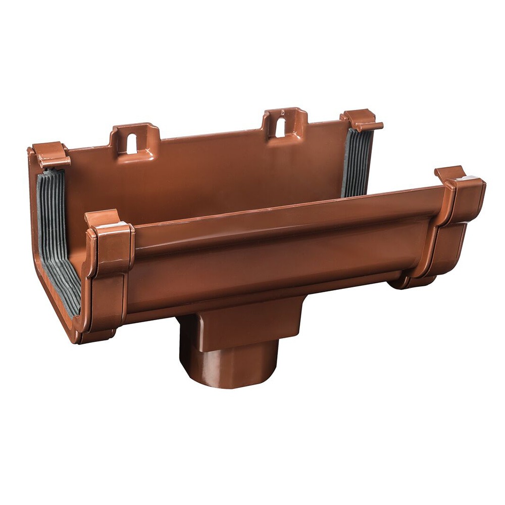 Brown 120mm Ogee Gutter to 68mm Round or 65mm Square Downpipe Running Outlet 