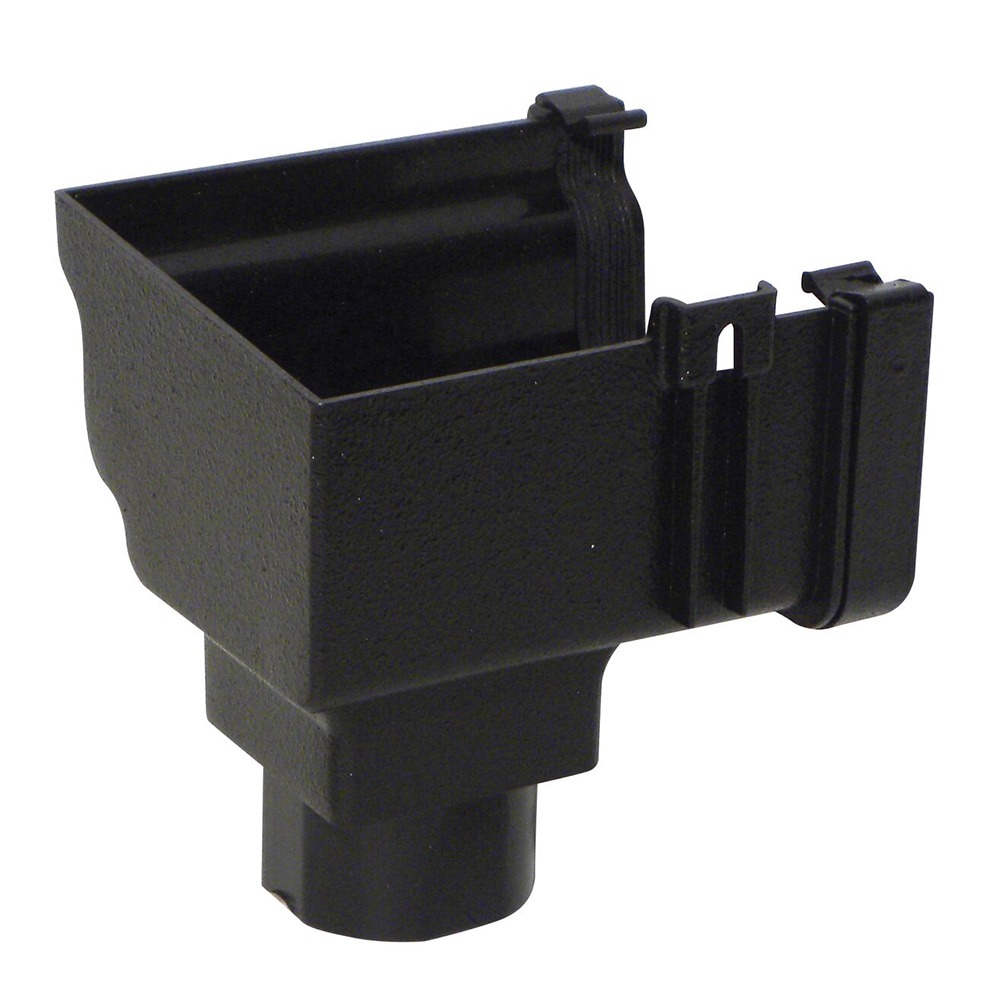 Cast Iron Effect 120mm Ogee Gutter to 68mm Round or 65mm Square Downpipe Right Hand Stopend Outlet 