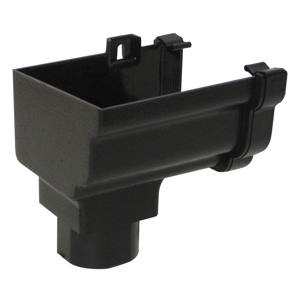 Cast Iron Effect 120mm Ogee Gutter to 68mm Round or 65mm Square Downpipe Left Hand Stopend Outlet 
