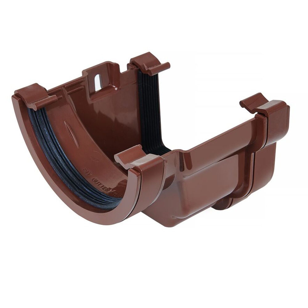 Brown 112mm Half Round To 120mm Ogee Right Hand Gutter Adaptor 
