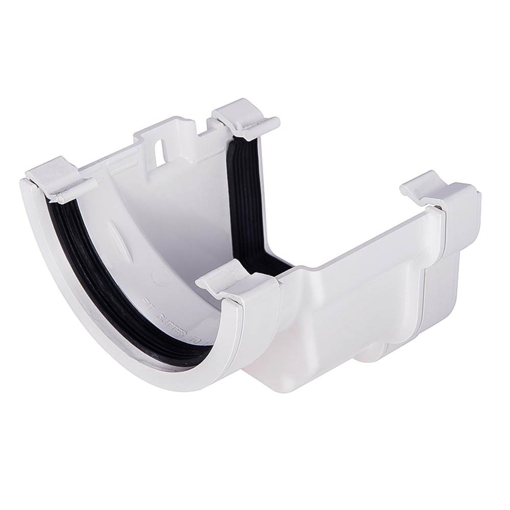 White 112mm Half Round To 120mm Ogee Right Hand Gutter Adaptor 