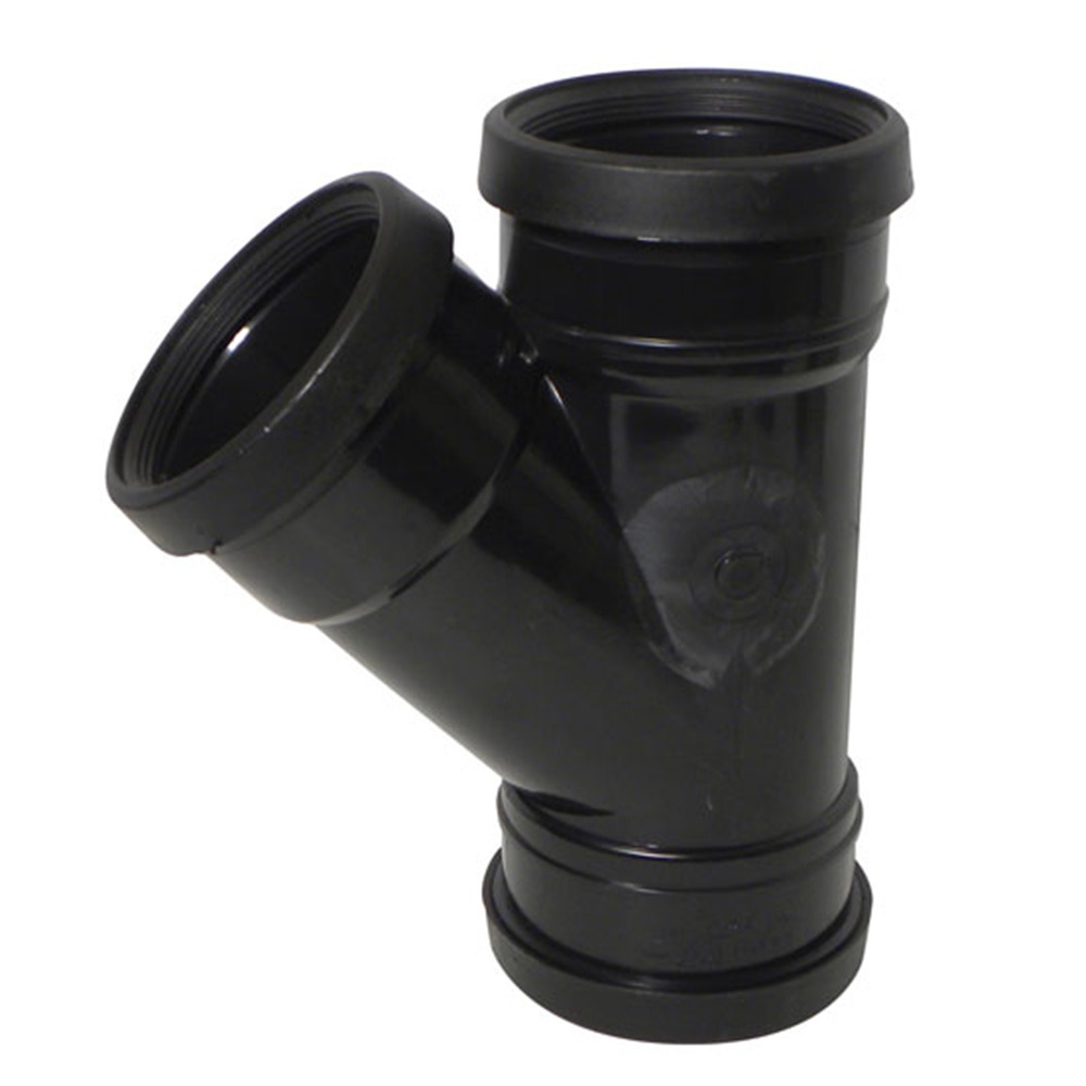 110mm Pipe Triple Socket 45 Degree Branch (Black) 110mm Pipe Triple Socket 45 Degree Branch (Black)