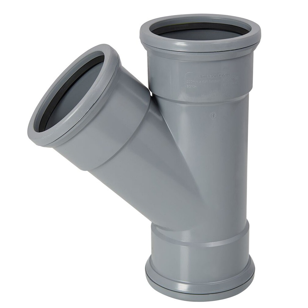110mm Pipe Triple Socket 45 Degree Branch (Grey) 110mm Pipe Triple Socket 45 Degree Branch (Grey)