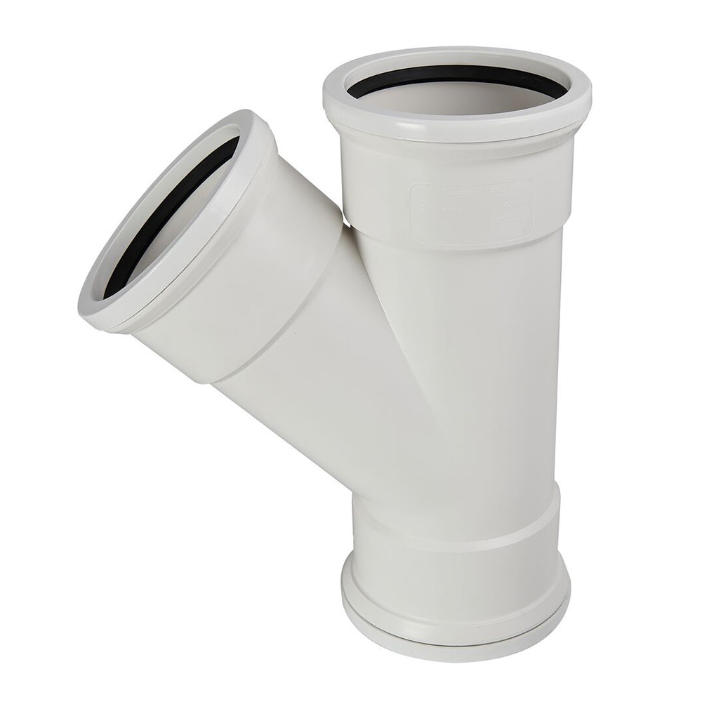 110mm Pipe Triple Socket 45 Degree Branch (White) 110mm Pipe Triple Socket 45 Degree Branch (White)