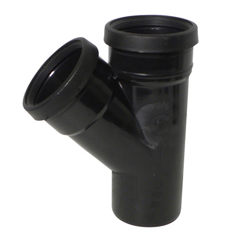 110mm Pipe Double Socket 45 Degree Branch (Black)