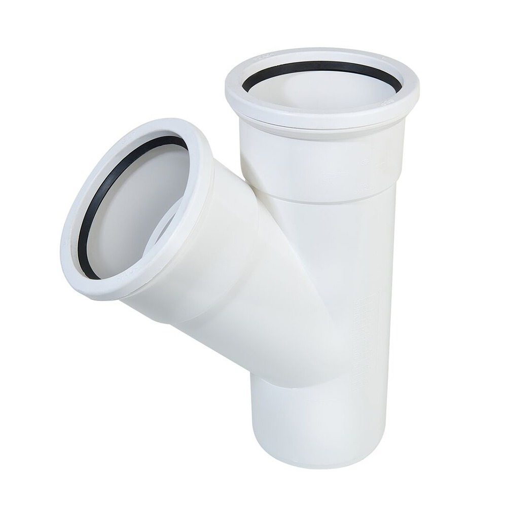 110mm Pipe Double Socket 45 Degree Branch (White) 110mm Pipe Double Socket 45 Degree Branch (White)