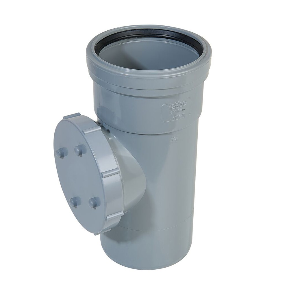 110mm Grey Straight Access Pipe (Single Socket)