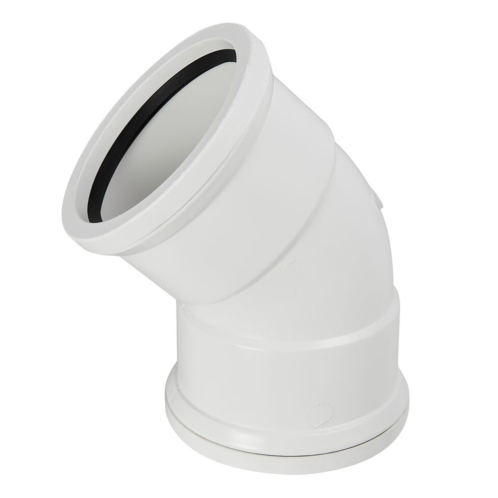 110mm Pipe Double Socket 45 Degree Bend (White)