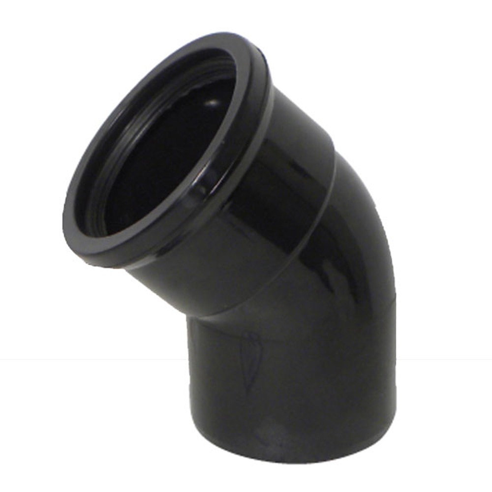 Black 110mm Pipe Single Socket 45 Degree Bend