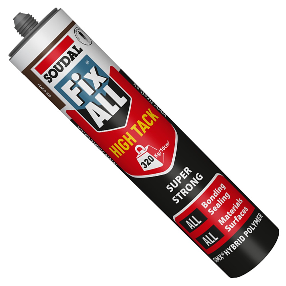 Brown Fix All High Tack Adhesive (290ml | 1 per pack | Soudal Fix All) Brown Fix All High Tack Adhesive (290ml | 1 per pack | Soudal Fix All)