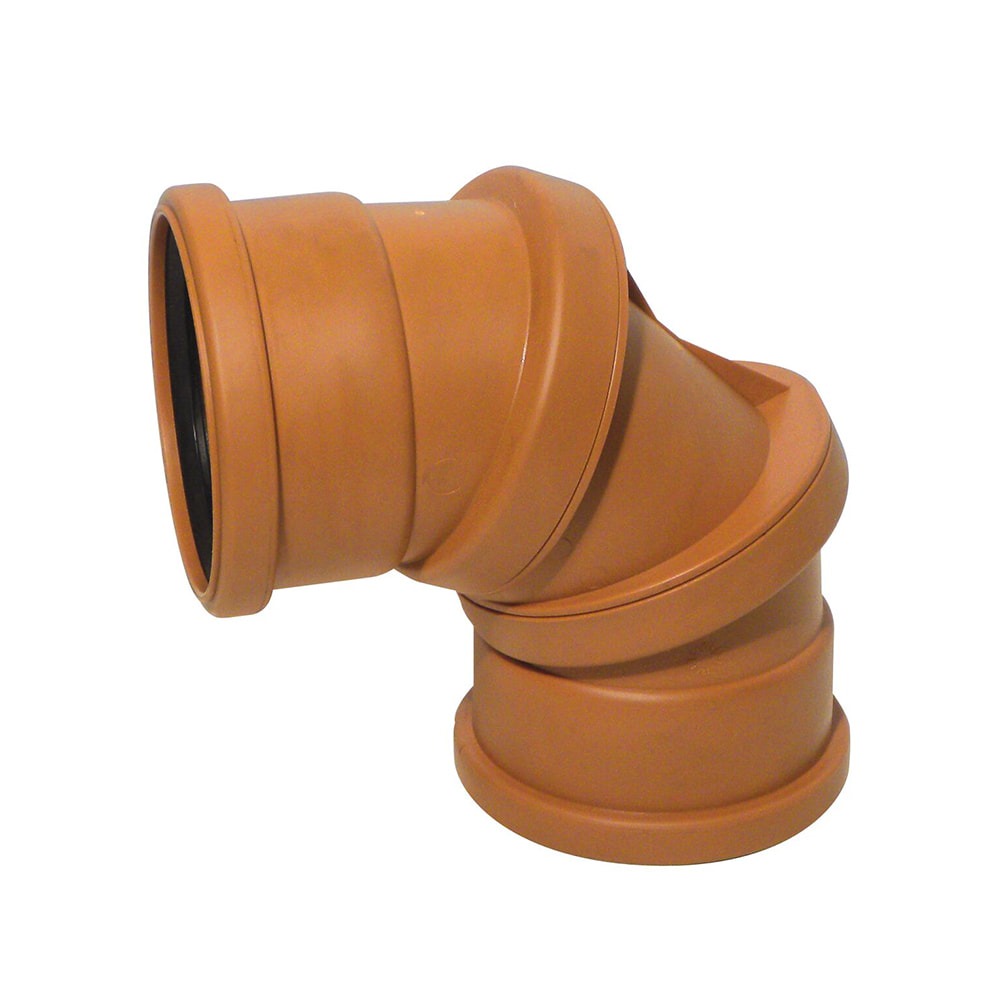 Terracotta 110mm Underground Adjustable Double Socket Bend (0 Degrees - 90 Degrees) Terracotta 110mm Underground Adjustable Double Socket Bend (0 Degrees - 90 Degrees)