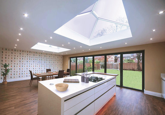 internal view of an installed roof lantern