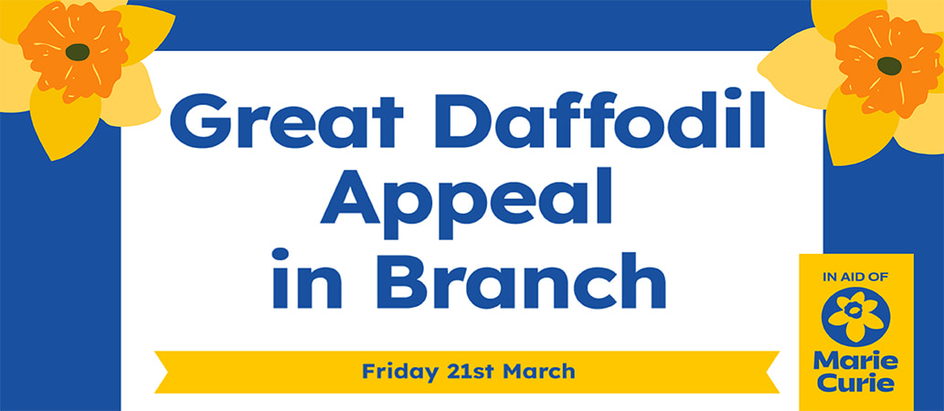 Help Us Support Marie Curie at One of Our Nationwide Branches This Friday