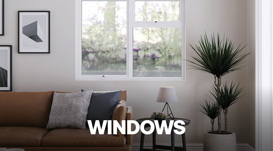 Living Room with White Window