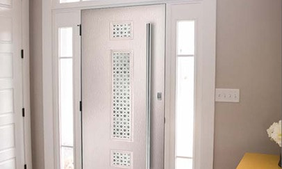 A composite door as seen from the inside of a property